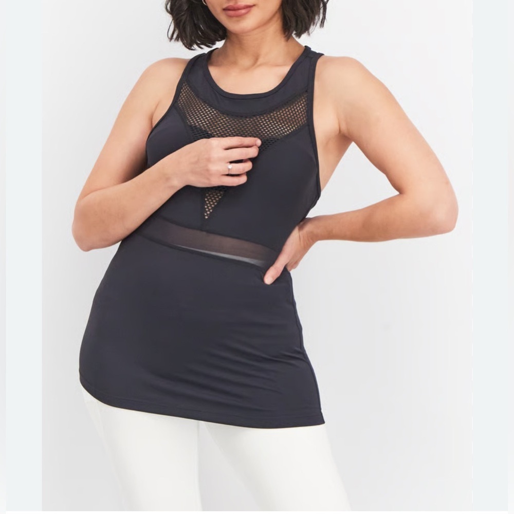 90 Degree By Reflex Women’s Black Mesh Workout Athletic Tank Top Stretch Small